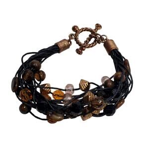 Multi Strand Beaded Bracelet 8" Unsigned Vtg